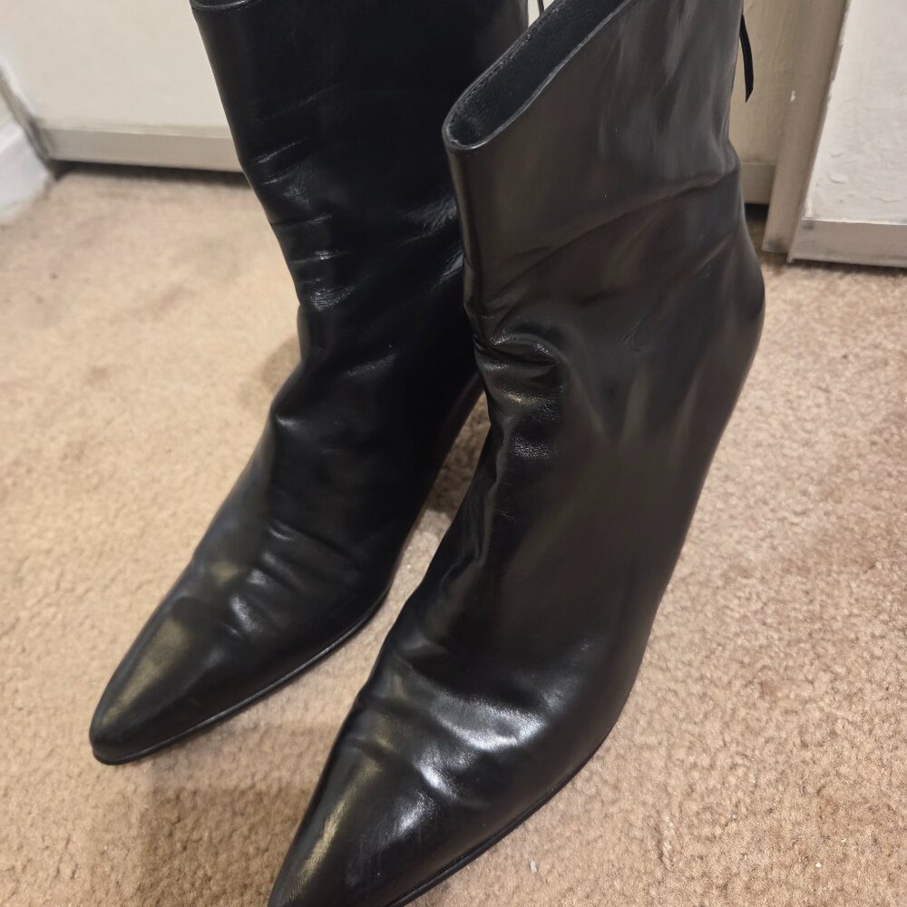 Stuart Weitzman Black Leather Ankle Boots